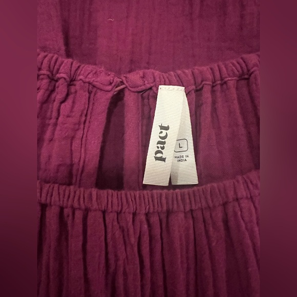Pact Organic Cotton Coastal Double Gauze Tiered Midi Dress Size Large - Picture 11 of 14